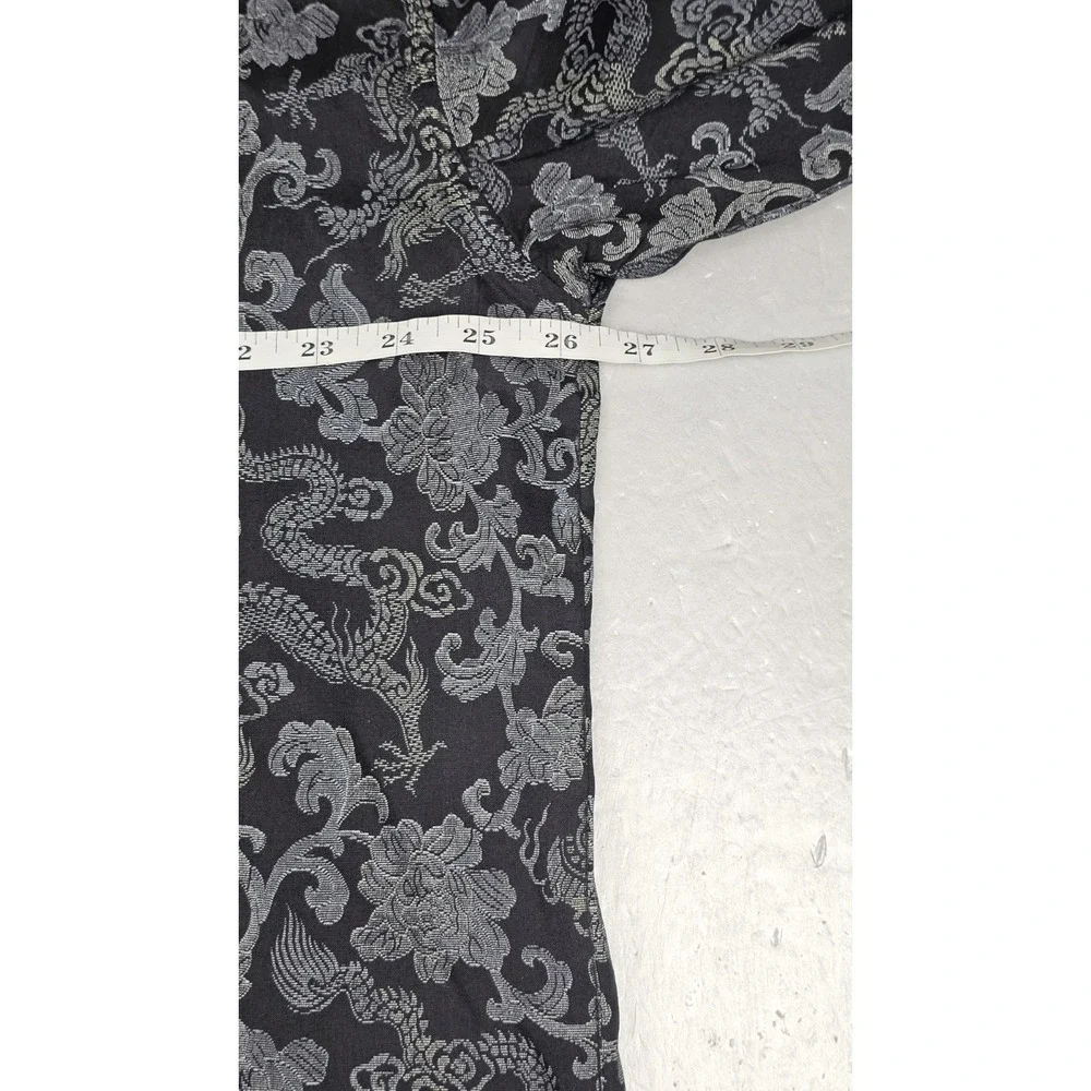 Vintage‎ Guess Jeans Button Up Shirt Mens XXL Black Rayon Asian AOP Longsleeve